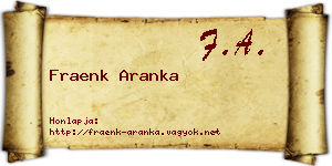 Fraenk Aranka névjegykártya